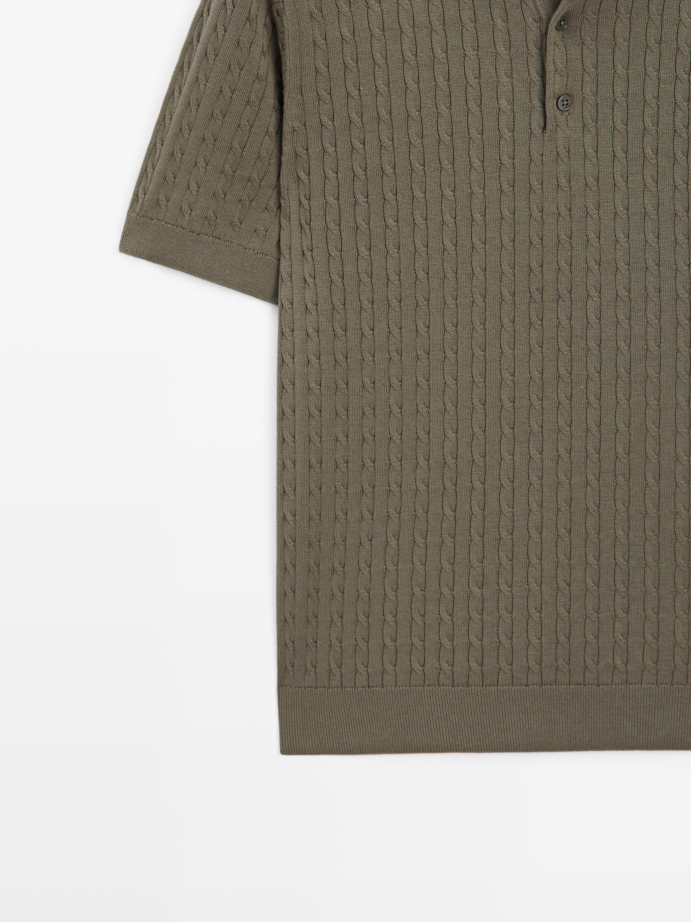 Polo en maille tressée 100 % coton