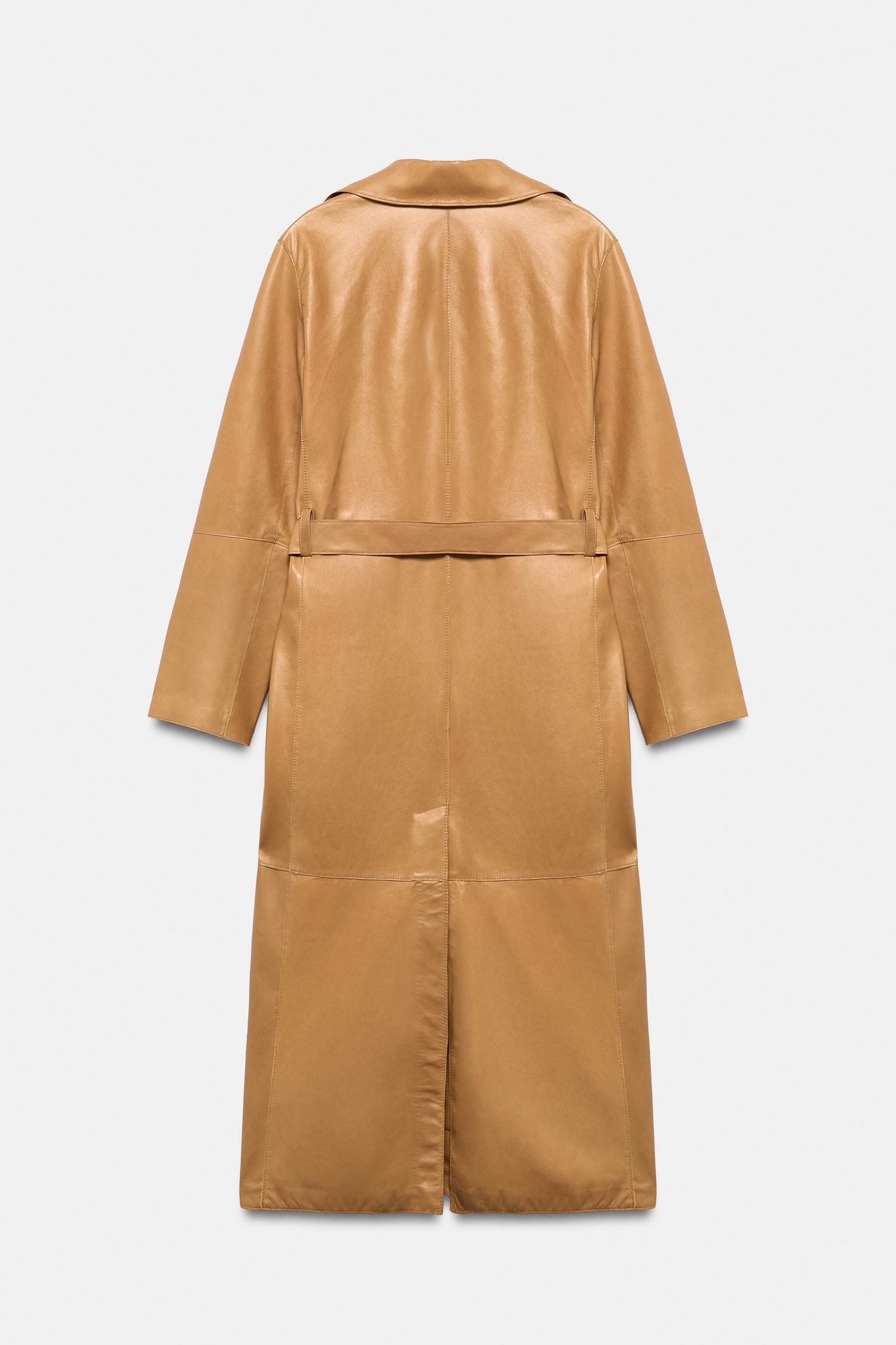 ZW COLLECTION 100% LEATHER BELTED COAT