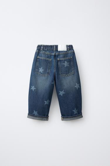 STAR PRINT RELAXED JEANS — Indigo 2