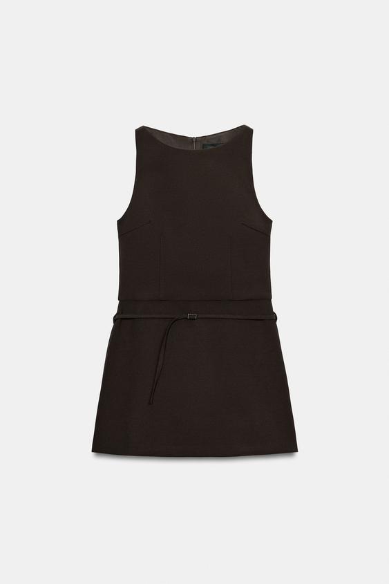 VESTIDO MONO CINTURÓN - Marrón de Zara - Imagen 0
