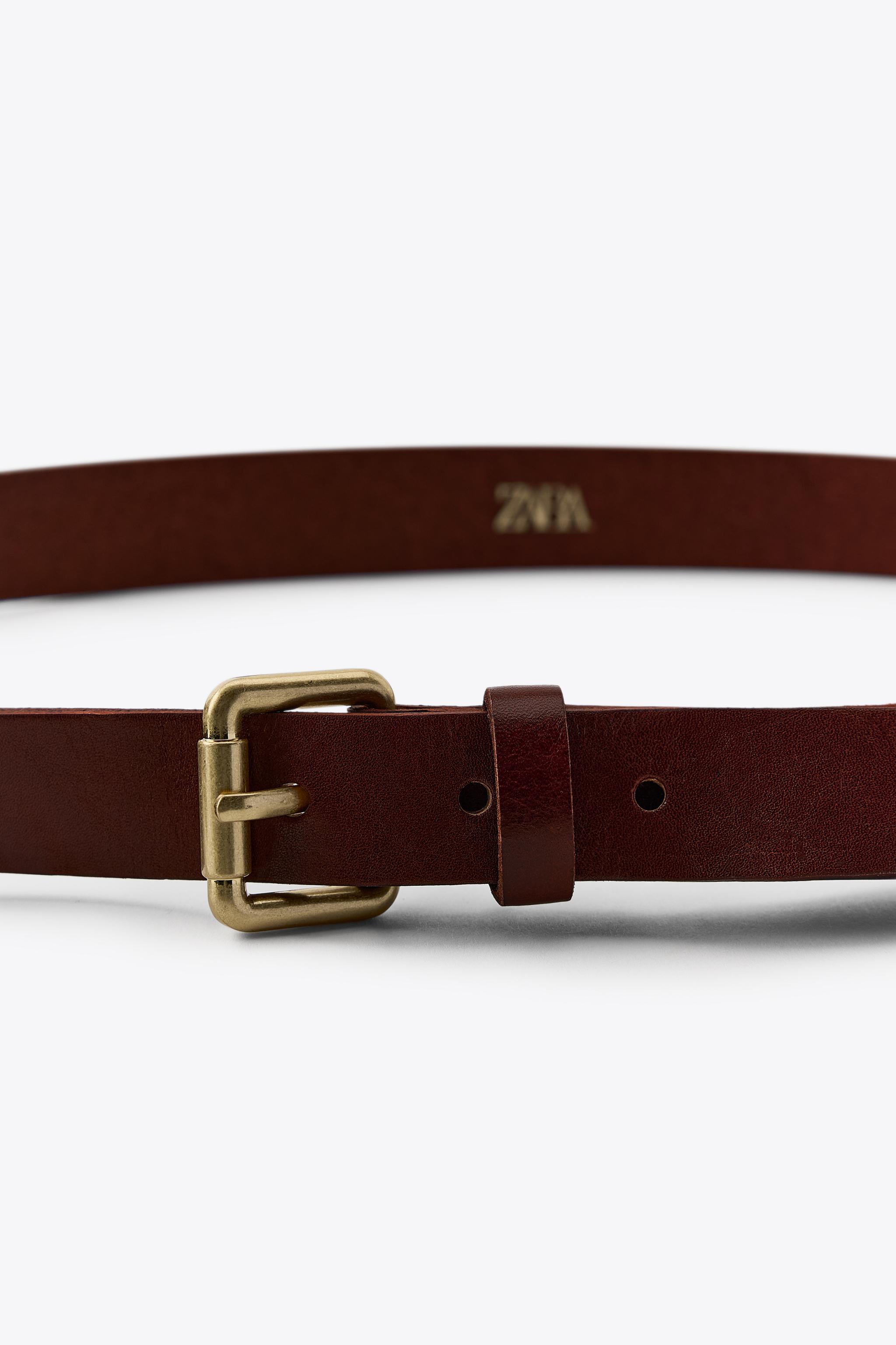 ZARA 100% LEATHER MULTI-POSITION BUCKLE BELT 100% LEATHER BELT WITH GEOMETRIC BUCKLE - Black | ZARA  main image 4