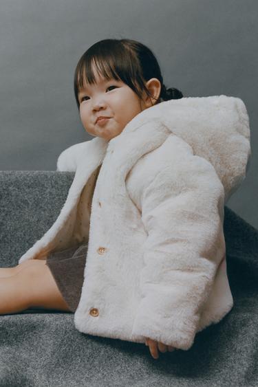 FAUX FUR HOODED JACKET - Ecru by Zara