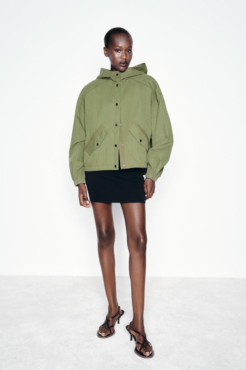フード付きショートジャケット - カーキ | ZARA Japan / 日本