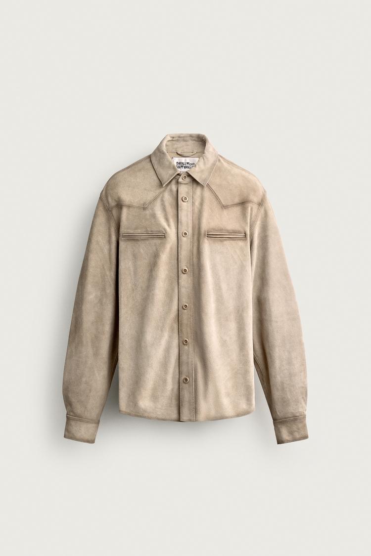 SOBRECAMISA REGULAR FIT PIEL ANTE
