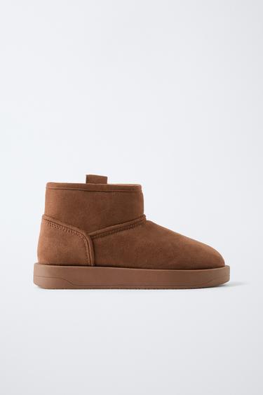 FUR-EFFECT ANKLE BOOTS - Brown by Zara
