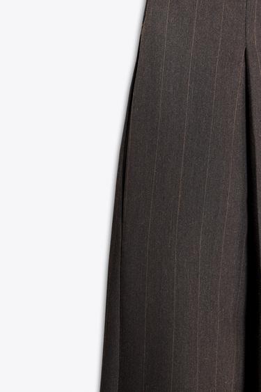 PINSTRIPE PLEATED BALLOON TROUSERS - Brown de Zara - Image 7
