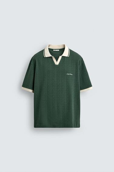 POLO JACQUARD VERTICAL BRODÉ - Vert de Zara