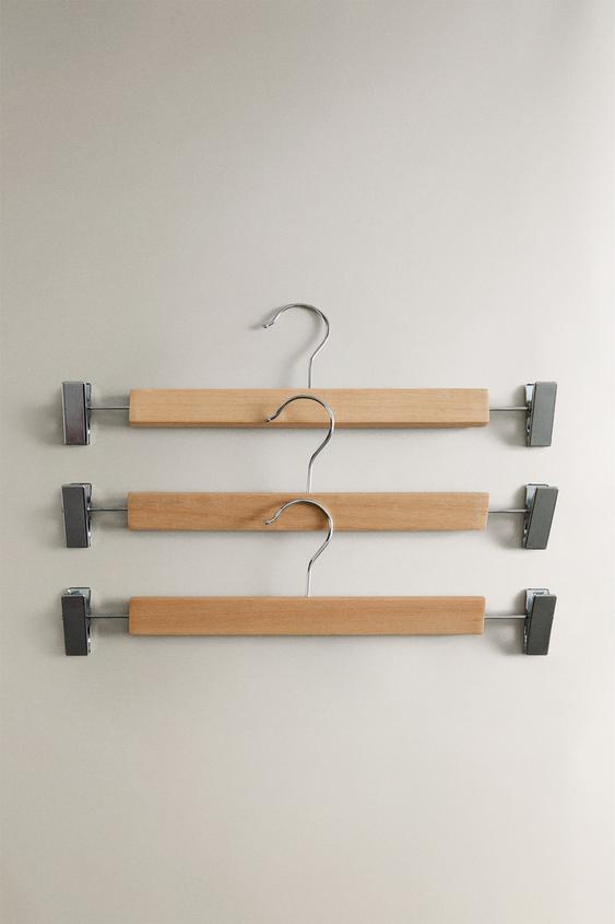 WOODEN SKIRT HANGER (SET OF 3) - Light beige by Zara - Image 0