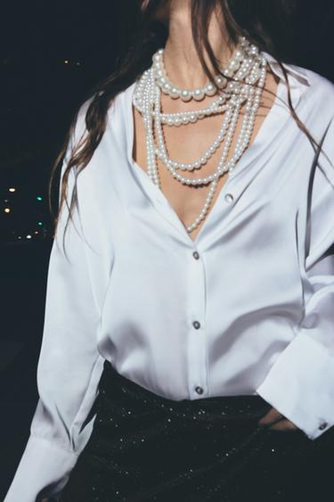 CAMISA BÁSICA ACETINADA - Branco da Zara