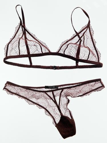Bralette triangle dentelle - Marron de Zara