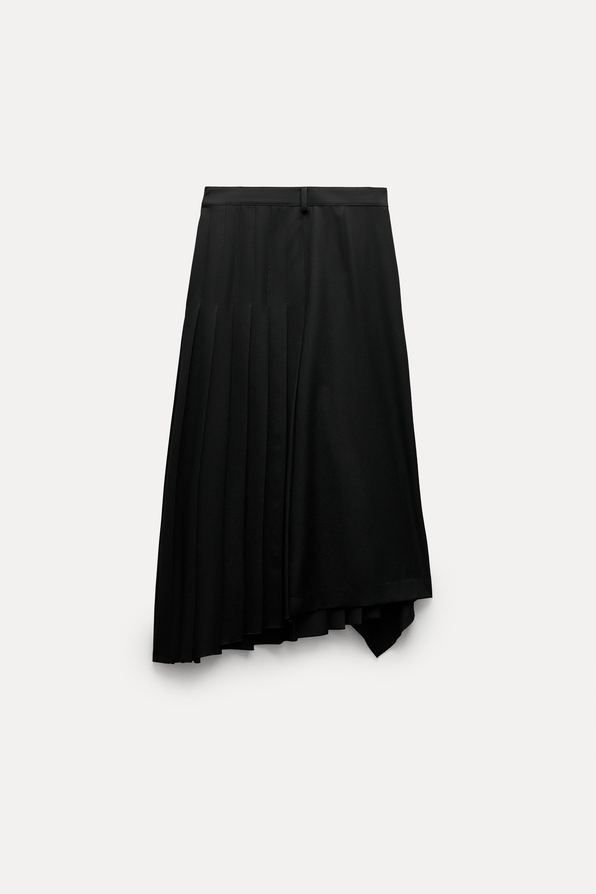 Zara black hotsell pleated skirt