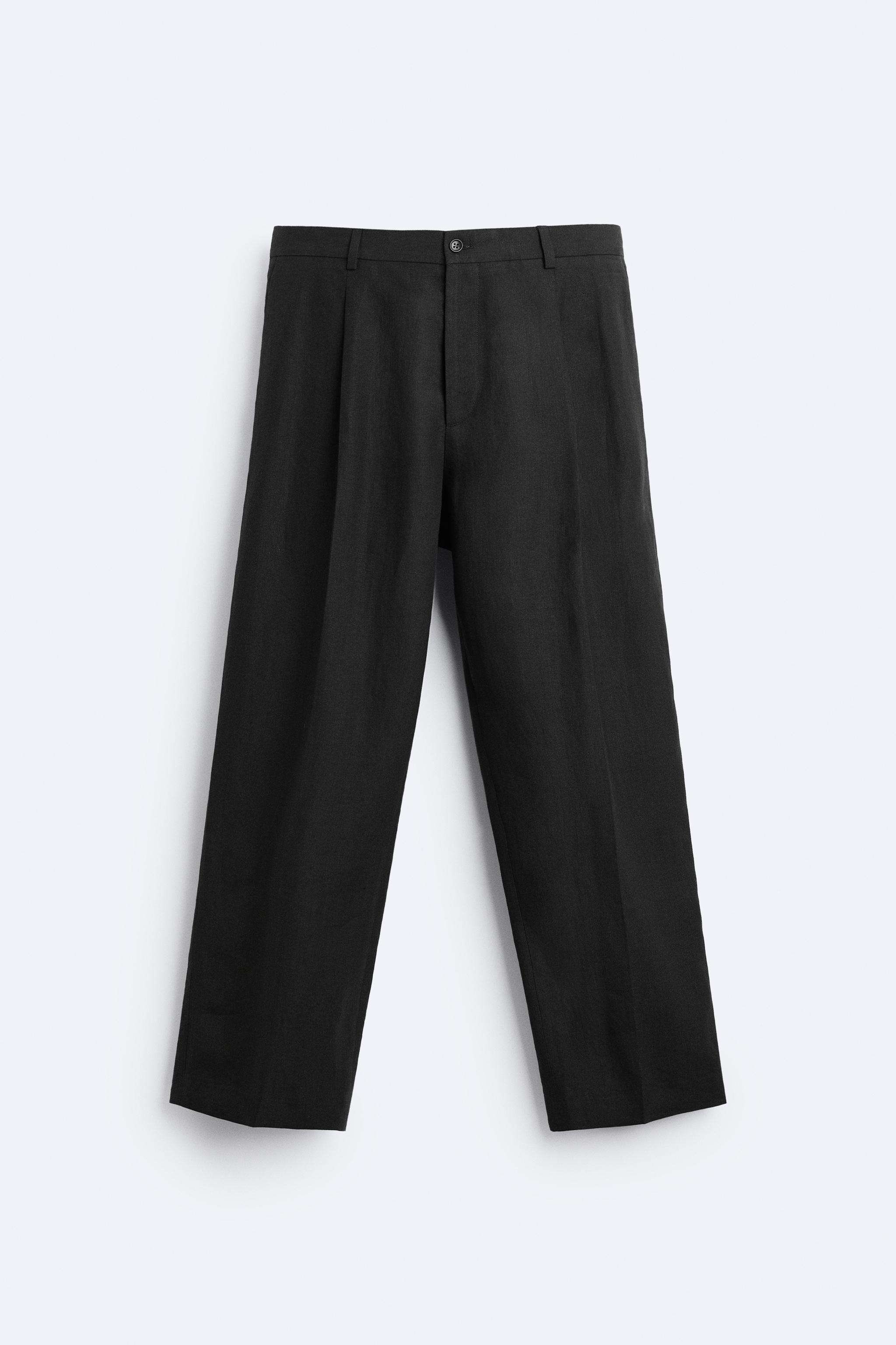 100% LINEN PLEATED SUIT PANTS