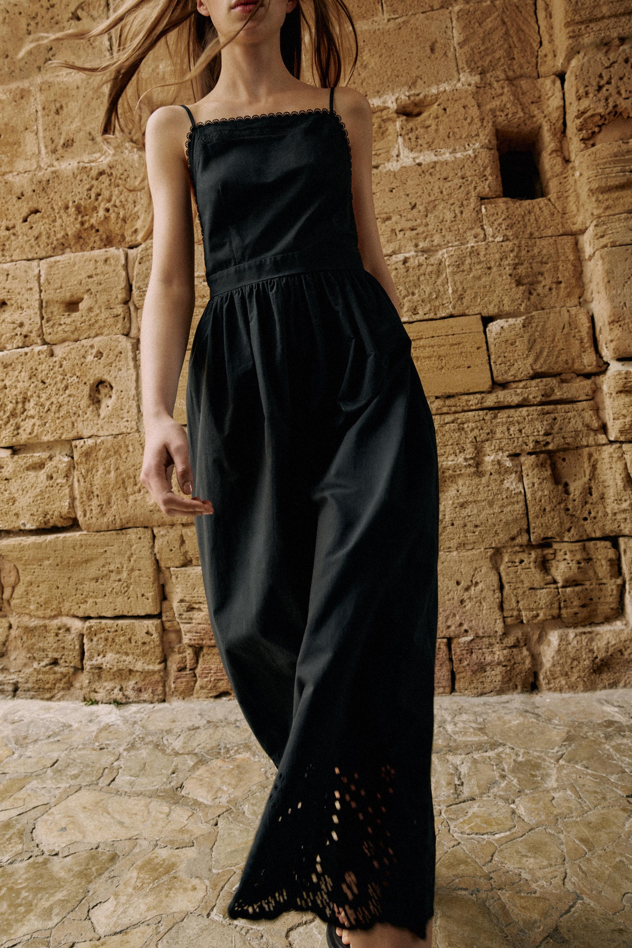 embroidered eyelet dress zara Elegant Sleeveless Plunging Neck Designer Crepe A-line Wedding Dress main image 0
