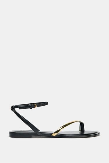 FLAT SANDALS WITH DETAIL - Black by Zara - Image 3