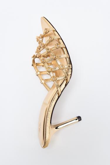 SHINY HEELED SANDALS - Gold by Zara