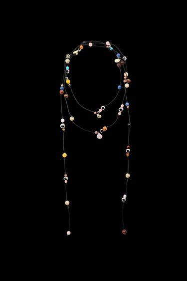 Zara MULTI-WAY BEADED CORD NECKLACE - Black - Image 0