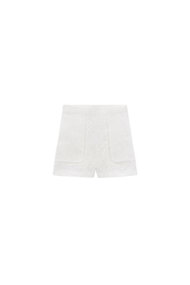 EMBROIDERED EYELET SHORTS