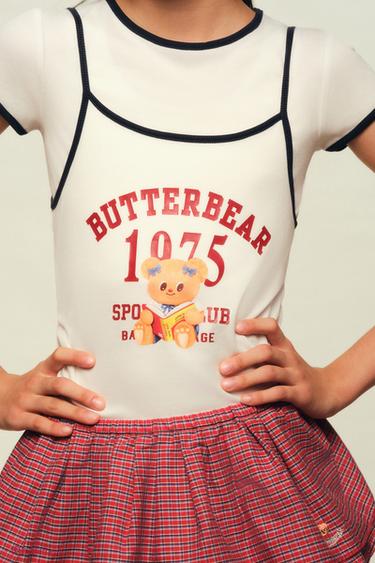 Zara BUTTERBEAR © 雙色鑲邊 T 恤 - 磨白色