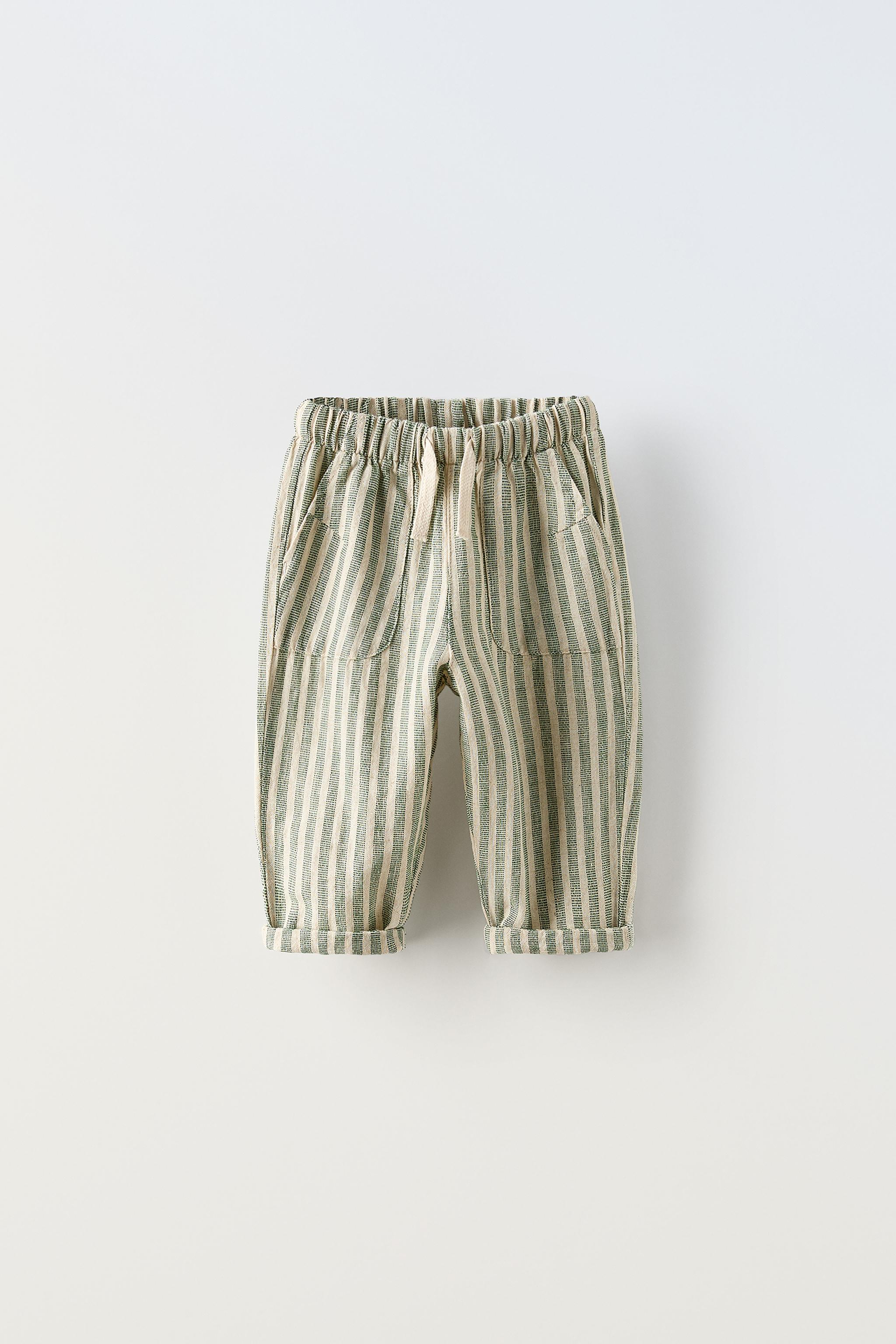 RUSTIC STRIPED PANTS GREEN ZARA Canada