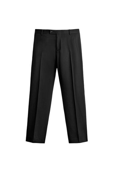 100% WOOL REGULAR FIT SUIT TROUSERS - Black by Zara