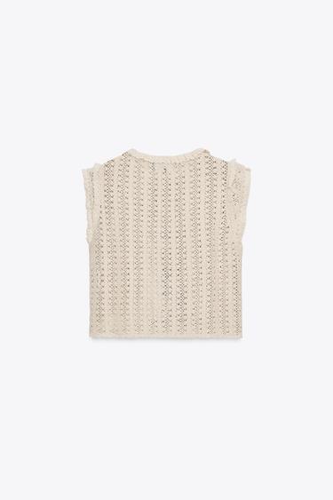 TOP CROCHET BRODÉ - Écru de Zara - Image 4
