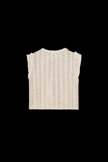 EMBROIDERED CROCHET TOP - Ecru by Zara