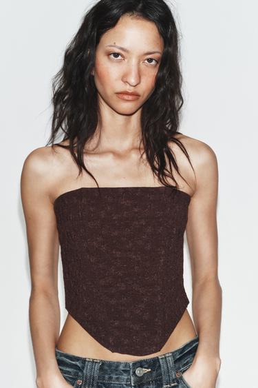 TOP CORSETERO TEXTURA - Chocolate de Zara
