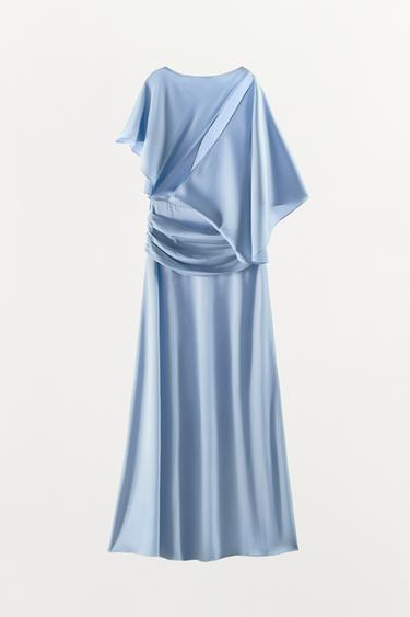 ROBE SATINÉE ASYMÉTRIQUE CAPE - Bleu clair de Zara - Image 7