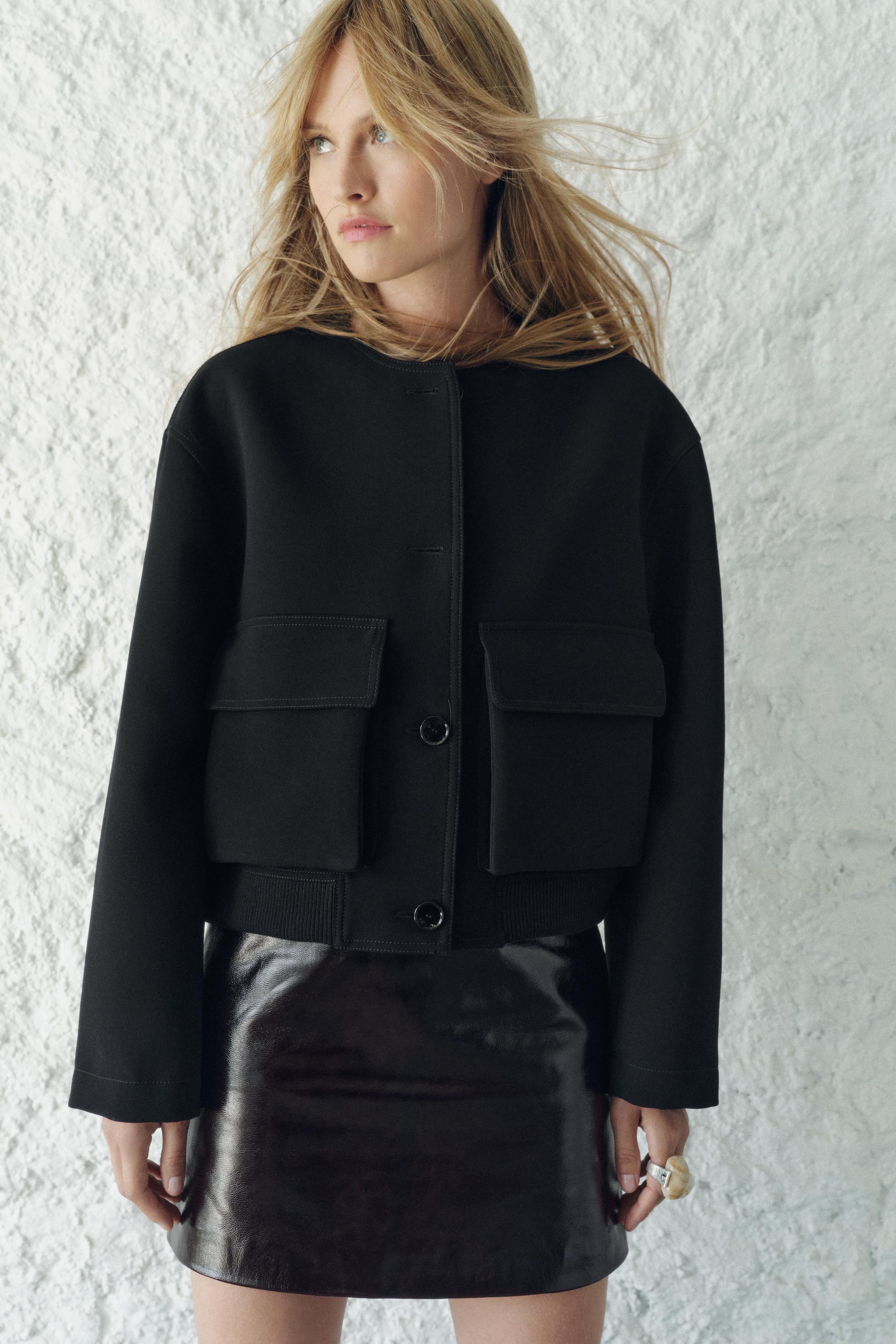 ZW COLLECTION BOMBER JACKET WITH POCKETS - Black | ZARA New Zealand