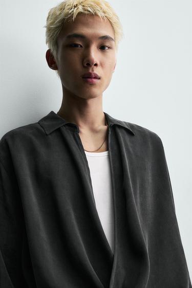 CHEMISE FLUIDE CACHE-CŒUR - Noir de Zara - Image 4