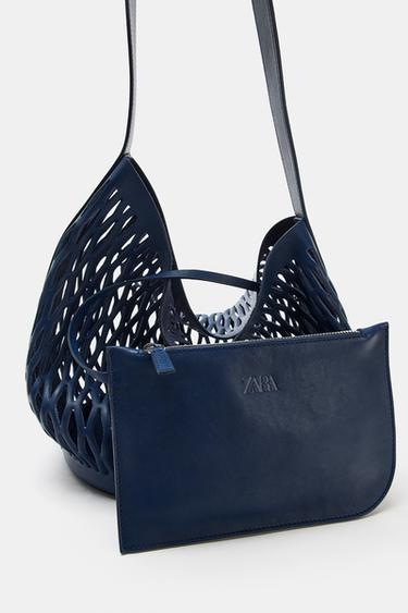 SAC EN CUIR POINTELLE - Bleu marine de Zara - Image 6