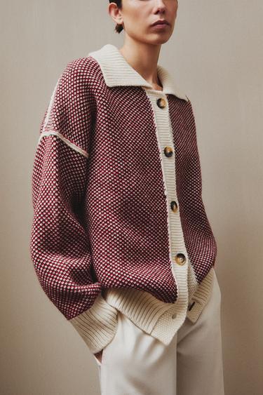 CHRISTMAS WOOL CARDIGAN - Ecru / Red by Zara - Image 4