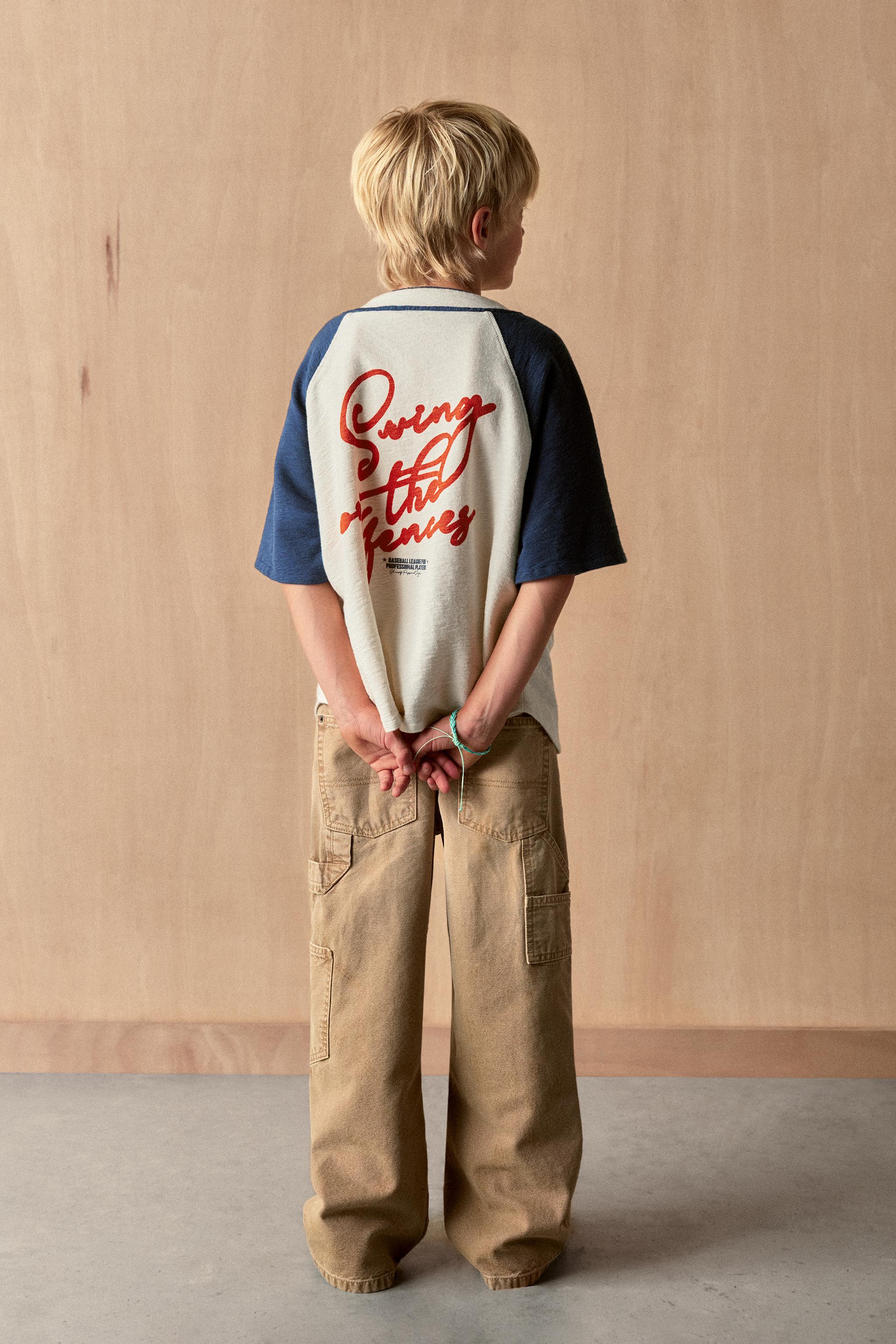 Детские рубашки Zara TEXT BASEBALL SHIRT — фото 6