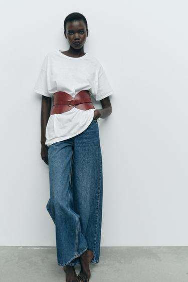 LEATHER SASH BELT - Dark red by Zara - Image 0