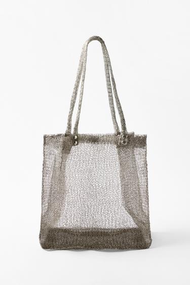 BOLSO MALLA METÁLICA - Plata vieja de Zara
