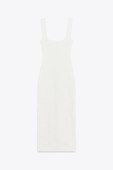 VESTIDO ESCOTE CUADRADO STRETCH - Blanco roto de Zara