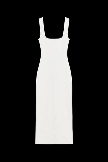 STRETCHKLEID MIT KARIERTEM AUSSCHNITT - Cremefarben von Zara - Bild 0