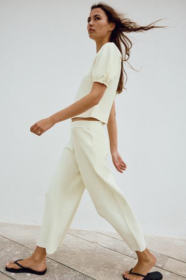 QUẦN ỐNG RỘNG - Kem từ Zara