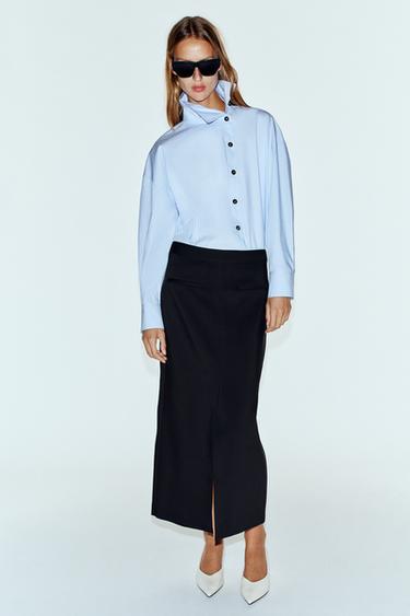 MIDI SKIRT WITH SLIT - Black by Zara