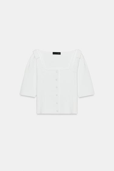 CARDIGAN WITH SHOULDER TIES - Oyster-white by Zara - Image 0