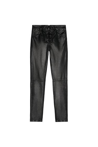 STEVEN MEISEL LEATHER LACE-UP TROUSERS