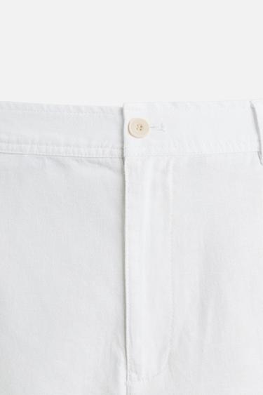 COTTON/LINEN BERMUDA SHORTS - White by Zara - Image 7