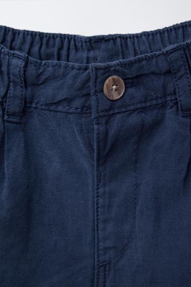 BERMUDA STYLE MILITAIRE EN LIN - Bleu marine de Zara - Image 2