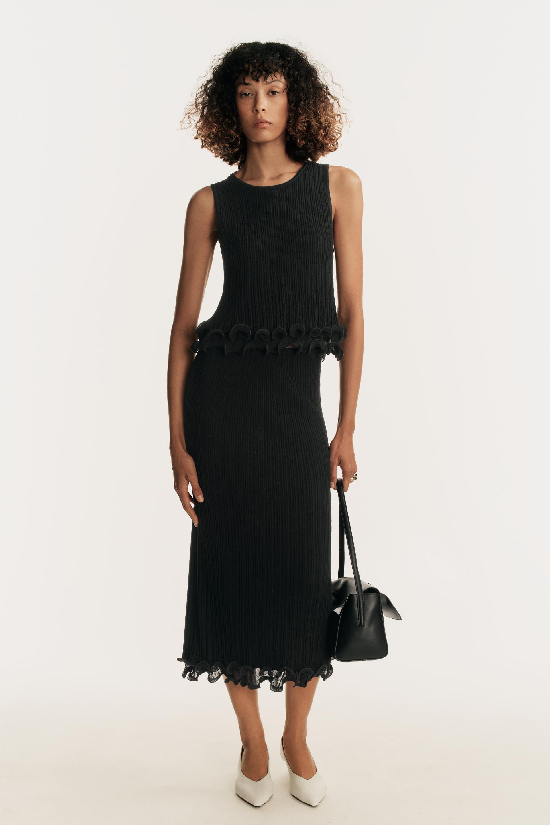 DOUBLE-LAYER KNIT MIDI SKIRT - angle 1