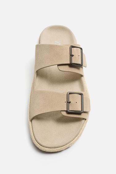 DOUBLE STRAP LEATHER SANDALS - Sand Brown by Zara - Image 4