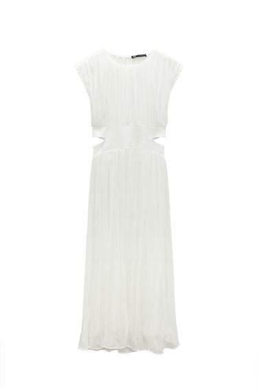 PLEATED MIDI DRESS WITH CUT-OUT DETAIL
