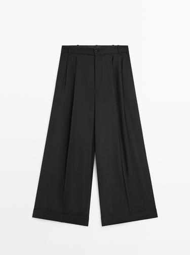 Zara Flowing trousers with darts - Black