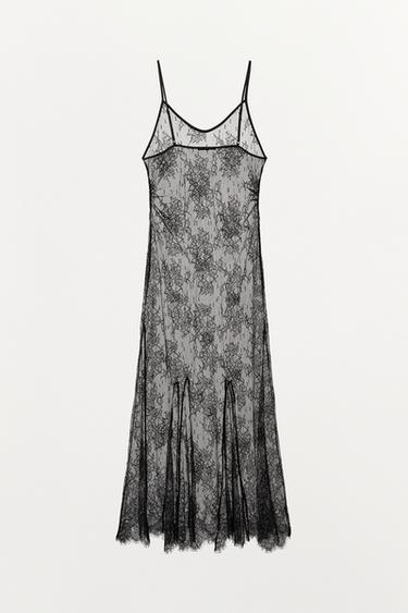 ROBE À BRETELLES EN DENTELLE - Noir de Zara - Image 17