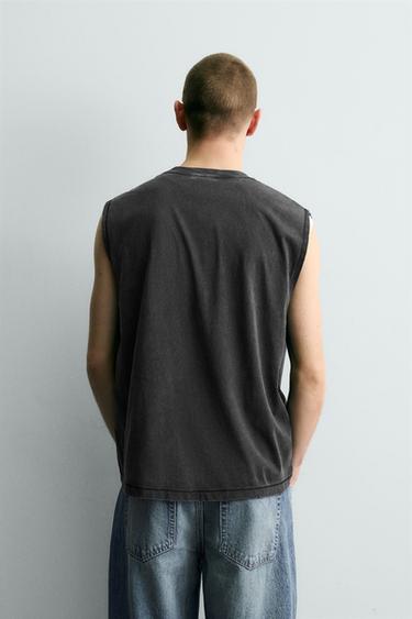 T-SHIRT DÉBARDEUR LAVÉ - Anthracite foncé de Zara - Image 2