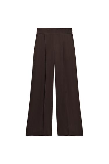 PANTALÓN FLUIDO PINZAS ZW COLLECTION - Marrón de Zara